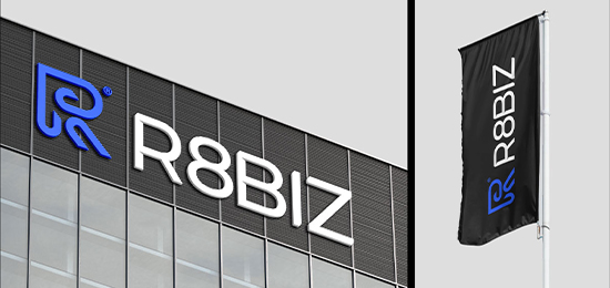 R8BIZ的品牌设计中的标识
